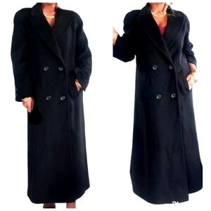 Vintage Alorna Full Length Double Breasted Black Coat
